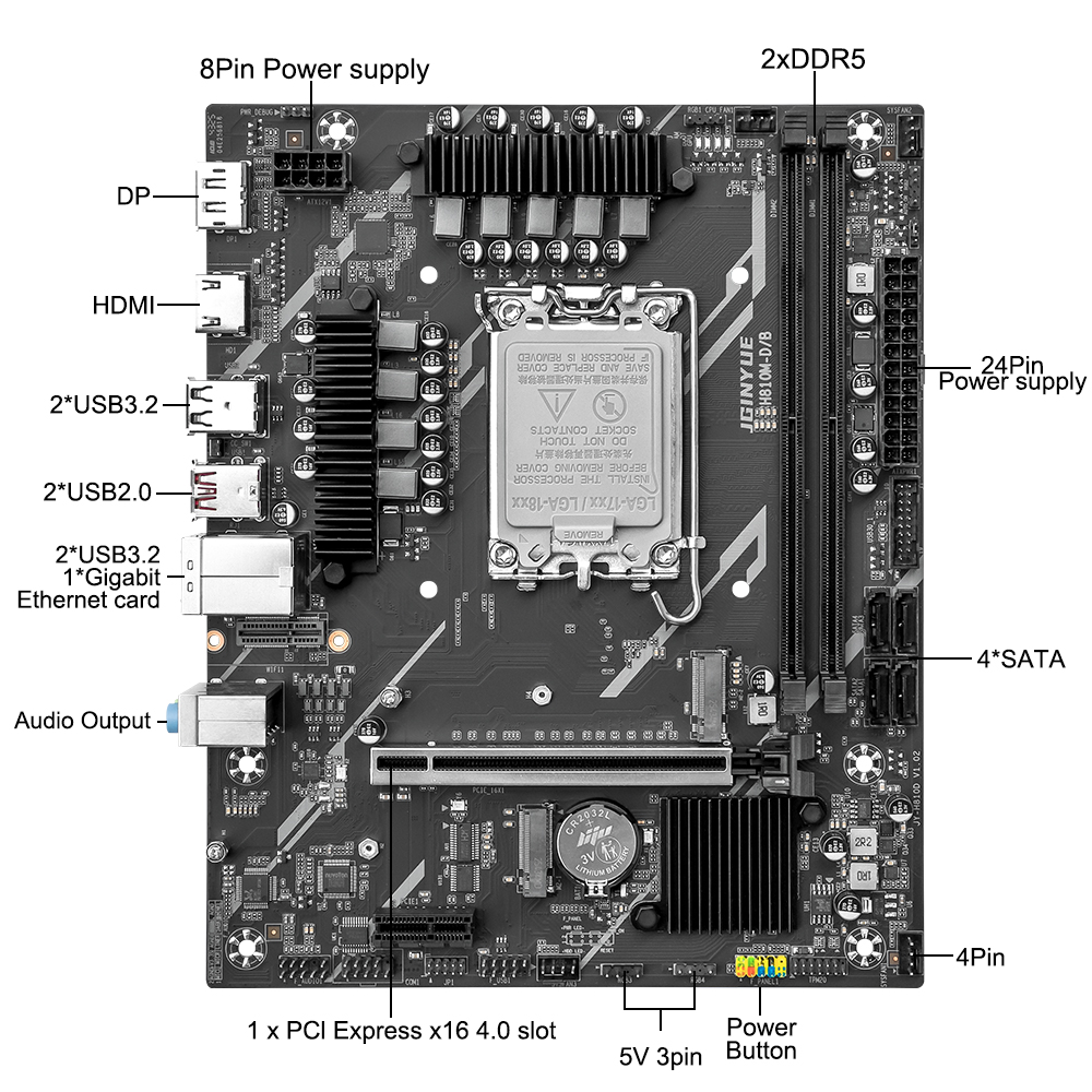 Placa base JGINYUE H810 Intel  - Ddr5 64Gb reseña y precio
