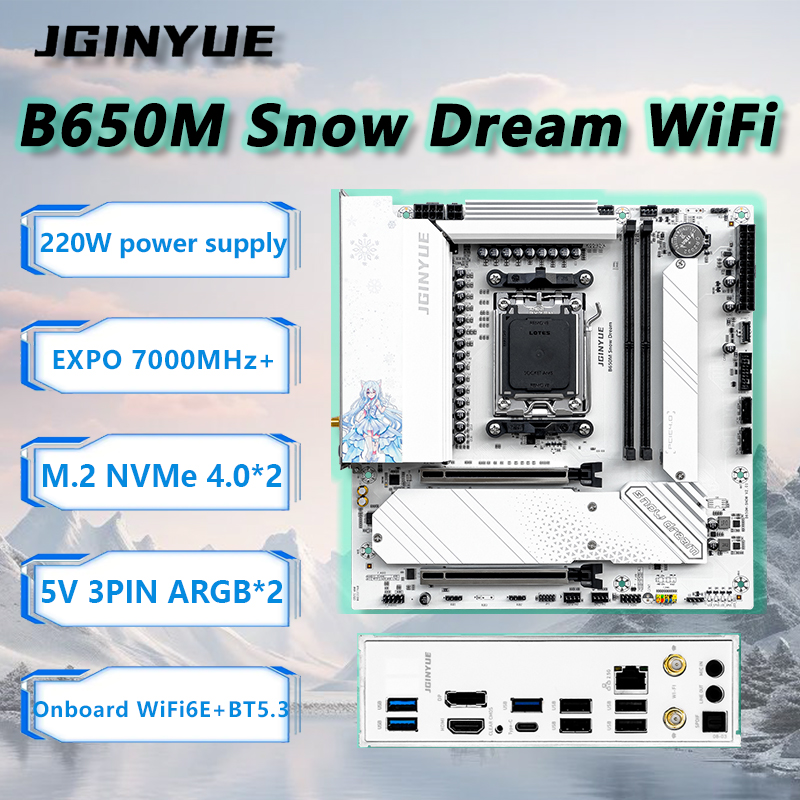 Placa base JGINYUE B650M Snow  - Ddr5 Rgb Ram reseña y precio